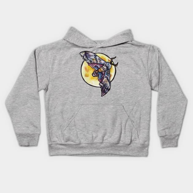 Moon Moth Kids Hoodie by JenTheTracy